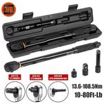 1/4" 1/2" 3/8" Square Drive Torque Wrench 3 in 1 Ratchet 13.6-108.5Nm 10-80Ft-Lb