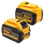 2PC 9.0Ah 18V/54V Convertible Lithium-Ion Battery For Dewalt XR FLEXVOLT DCB547