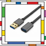 USB 3.0 Extension Cable Braided Male to Female, 5Gbps High Speed Data Transfer