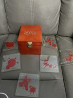 Rare Set of 6 Dexter Showtime DNA Blood Splatter Slides Coaster w/ Latching Box