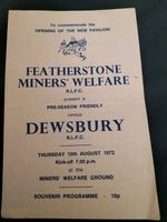 FEATHERSTONE MINERS WELFARE V DEWSBURY OPENING OF NEW PAVILION 10th AUGUST 1972