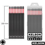 10 x Extra Long Pozi Impact Screwdriver Bit Set 150mm 6" PZ1 PZ2 PZ3 KELSON V1