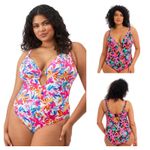 Elomi Savaneta Swimsuit Plunge Non Wired Womens Full Figure Swimwear 801343