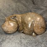 African Hippo Hippopotamus Serpentine Stone Heavy Sculpture Carving 30cm long