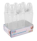 Pack Of 6 Clear Baby Feeding Bottles 250ml With Silicone Teat 9oz Measuring Gage