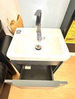 Wall Mounted Single Sink Vanity 1 Drawer Grey/White Ceramic Basin 60in