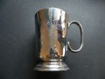 MALTA CUTAJAR WORKS VALETTA KNIGHT CROSS SILVER PLATE PEDESTAL CUP BEAKER - 12CM