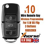 10x Xhorse Universal Wire Smart Remote Key XKB520EN B5 Flip 3 Buttons for VVDI2