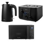 Salter 1.7L Kettle 4-Slice Toaster Microwave Set Kitchen Rapid Boil Black