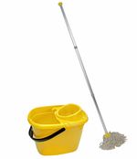 Abbey Professional Mop and Bucket Kit with two mop heads, Yellow