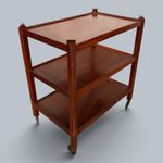 Mid-Century Three-Tier Wooden Drinks Trolley / Bar Cart on Castors