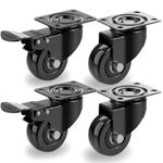 2Pcs 4Pcs Castor Wheels 50mm Rubber Combo Sets Brakes Furniture/Trolley Casters