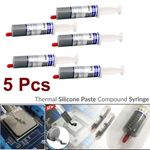 5 Pcs Silicone Thermal Heatsink Compound Cooling Paste Grease Syringe for PC CPU