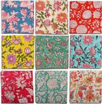 Indian Hand Block Print Hand Made Dinning Table Printed Cotton Cloth Napkins.