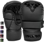 Islero Fitness Matte Black MMA Gloves Grappling Sparring Muay Thai Cage Fight