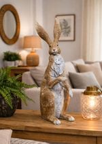 Large Decorative Standing Hare Ornament Statue Rustic Country Home Décor 49cm