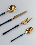 16 pcs (Set of 4) Luxury Stainless steel Cutlery Sets in blue and golden stylish