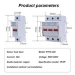 Max 660V Fuse Holder With Fuse DIN Rail Mount 1-3P for 10x38mm Fuse 1A - 32 Amp