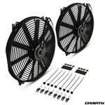 UNIVERSAL 16" DUAL FAN SHROUD KIT 80W STRAIGHT BLADE FANS ALUMINIUM RAD COOLER