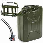 Autojack 20L Jerry Can Metal Fuel Canister Includes Spout & Holder Green