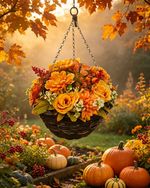 Best Artificial 40cm / 14" Large Deluxe Autumn Flowers Hanging Basket
