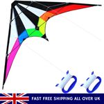 48 Inch Dual Line Stunt Kite Rainbow Blue Professional Outdoor Kite UK