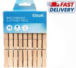 Elliott Hardwood Clothes Pegs 36 Pack Wooden Laundry Pins Firm Grip No Mark NEW