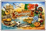 Portugal Lisbon Tram Rooster Azulejo Flag Sun Fridge Magnet Travel Souvenir Gift