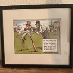 Antique 1906 Charles Crombie Cricket Print Rule 15 Perrier Humorous Framed Art