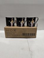 Coffee Tea Mug Large Set Of 3 Blue Lady Art Deco Themed Vintage Stylish New