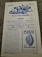 VINTAGE RUGBY LEAGUE PROGRAMME BELLE VUE RANGERS V WIGAN 23RD DECEMBER 1950