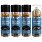 Hycote Gloss Black Wheel Spray Paint x3 with Lacquer - Alloy Wheel Refurb Kit