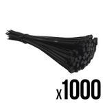 BLACK CABLE TIES 300mmx4.8mm STRONG NYLON LONG PLASTIC ZIP WRAP HEAVY DUTY x1000