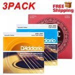 3pcs D'Addario EJ Phosphor Bronze Acoustic Guitar Strings - EJ15 EJ16 EJ27