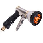 Garden Hose Spray Nozzle with 9 Spray Pattern Heavy Duty Metal High Pressure Gun