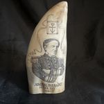 Vintage SCRIMSHAW RESIN WHALE TOOTH ADMIRAL FARRAGUT MARITIME THE NASHVILLE