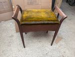 Piano Stool with Storage Wooden Frame Velvet Seat Vintage Antique