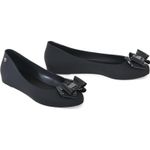 Womens Jelly Ballet Shoes Bow Details Slip-On Flats Peep Toe Ballerina Pumps