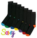 12 Pairs Mens/Boys Cotton Rich Colour Heel & Toe Black Socks Sizes  9-12 12-3