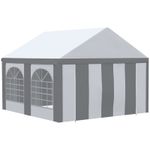 4 x 4m Galvanised Party Tent Marquee Gazebo with Sides Four Windows White Grey