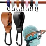 1/2X Leather Buggy Clips Pram Hooks for Bags Baby Pushchair Clips Stroller Hooks