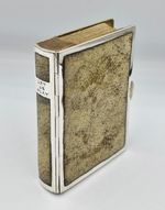 FINE NOVELTY SOLID SILVER & SHAGREEN "LET US PLAY" BOOK PLAYING CARD CASE c1910