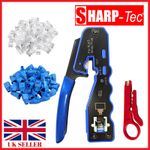 RJ45 Pass Through Crimping Tool Connectors LAN Cat 5 5e 6 6a UK