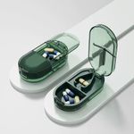 2 In 1 New Pill Cutter Splitter With Storage Compartment Box Medicine Tablet UK