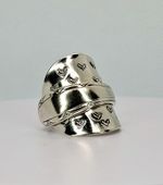 Spoon Ring, Silver Plated, Heart Design, Unisex, Size T1/2 (Adj) Handcrafted