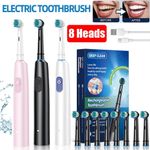 Rotating Electric Toothbrush With 8 Brush Heads Rechargeable 5 Modes Smart Timer