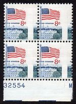 #1338F 8c Flag misperf block MNH