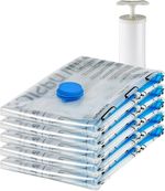 5-Pack Large Vacuum Compression Storage Bags with Hand Pump - Clear