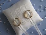 POCKET SIZE 9 x 9 cms PALE IVORY SATIN/LACE BRIDAL WEDDING RING CUSHION PILLOW