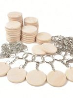 Wooden Keychain Making Kit 30pcs DIY Pendant Set Keychain Accessories Craft-UK